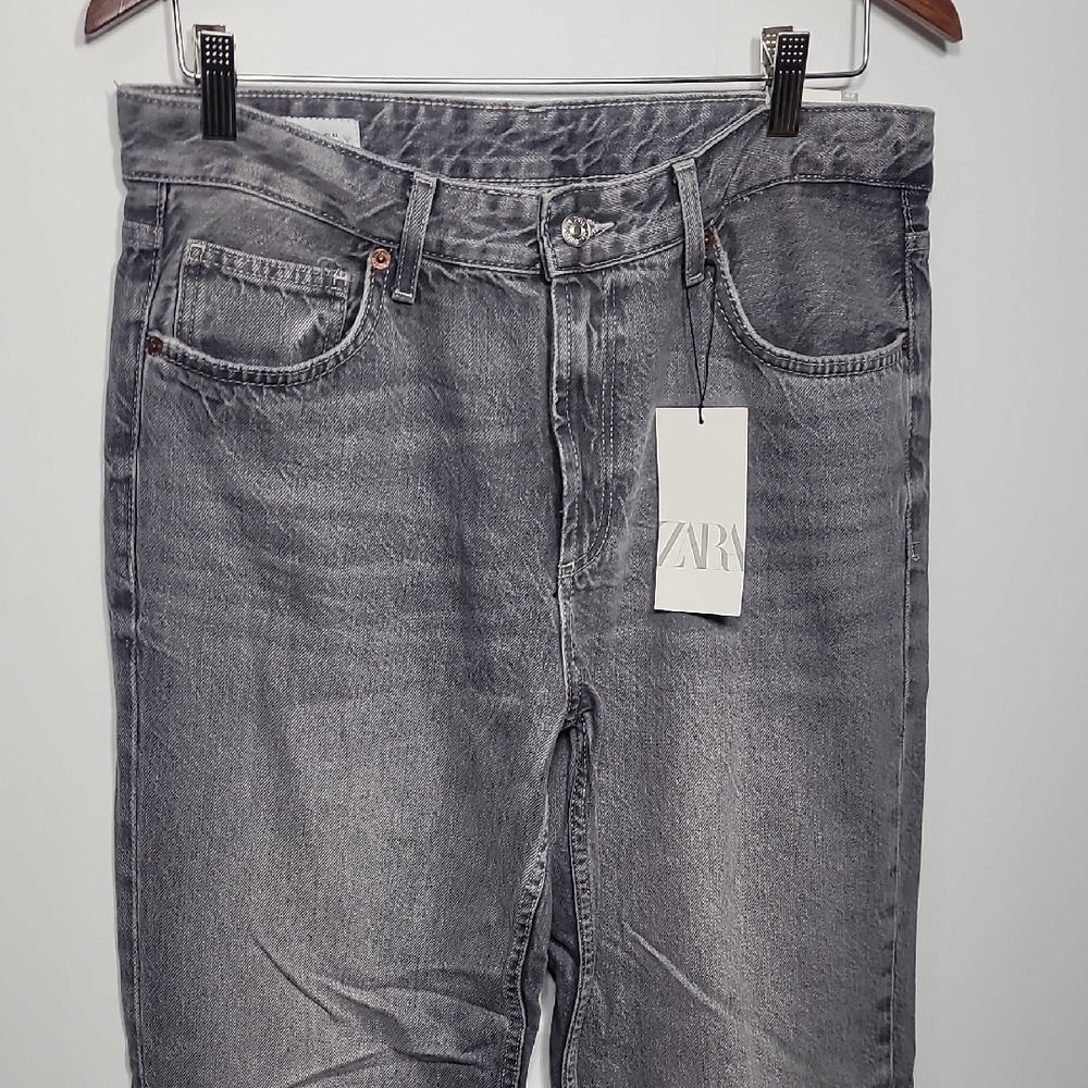 Zara Women's Gray Wide Leg Mid Rise Jeans